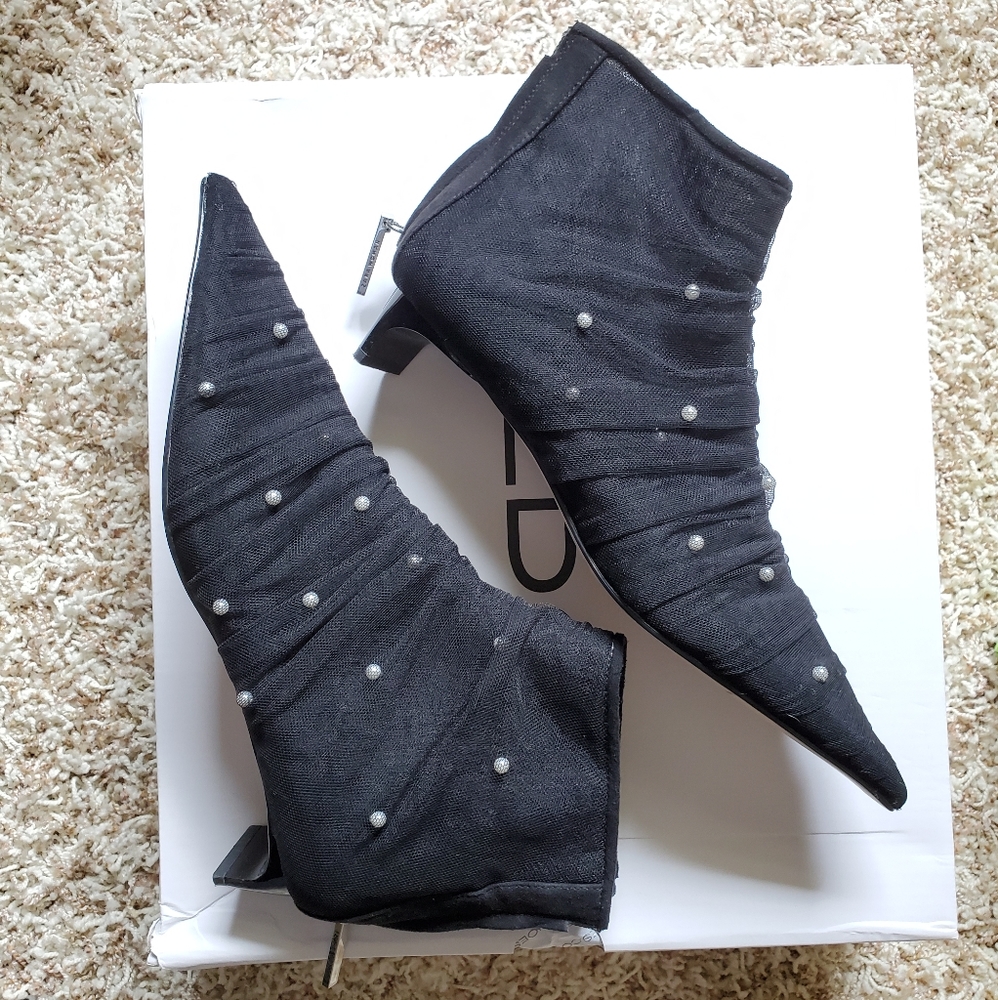 Zara black mesh booties